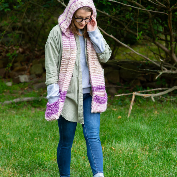 Afton Hooded Scarf (Knit) – Lion Brand Yarn