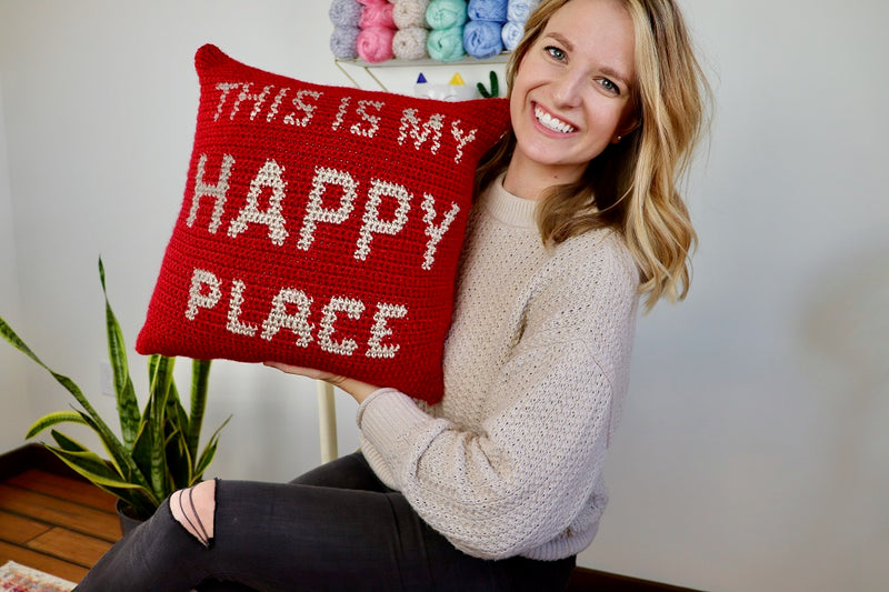 Happy Place Pillow (Crochet)