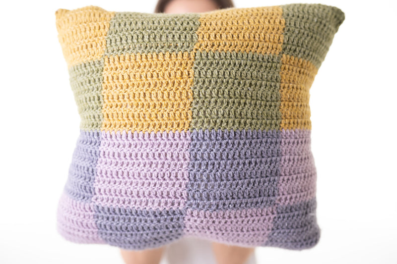Checkerboard And Stripes Pillow (Crochet)
