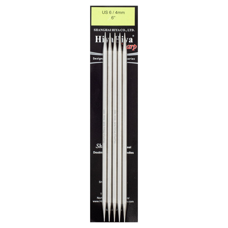 HiyaHiya Stainless Steel Double Point Needles 6" (Sizes 0 to 10)