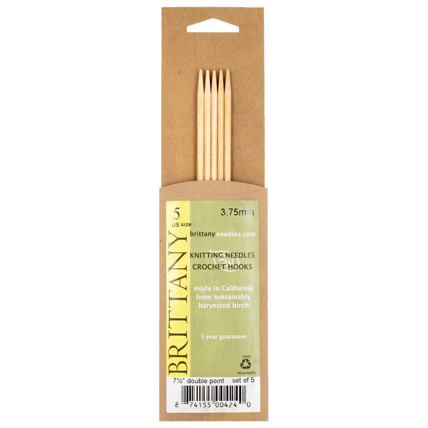 Brittany Birchwood Double Pointed Knitting Needles 7.5" (Sizes 3 to 17