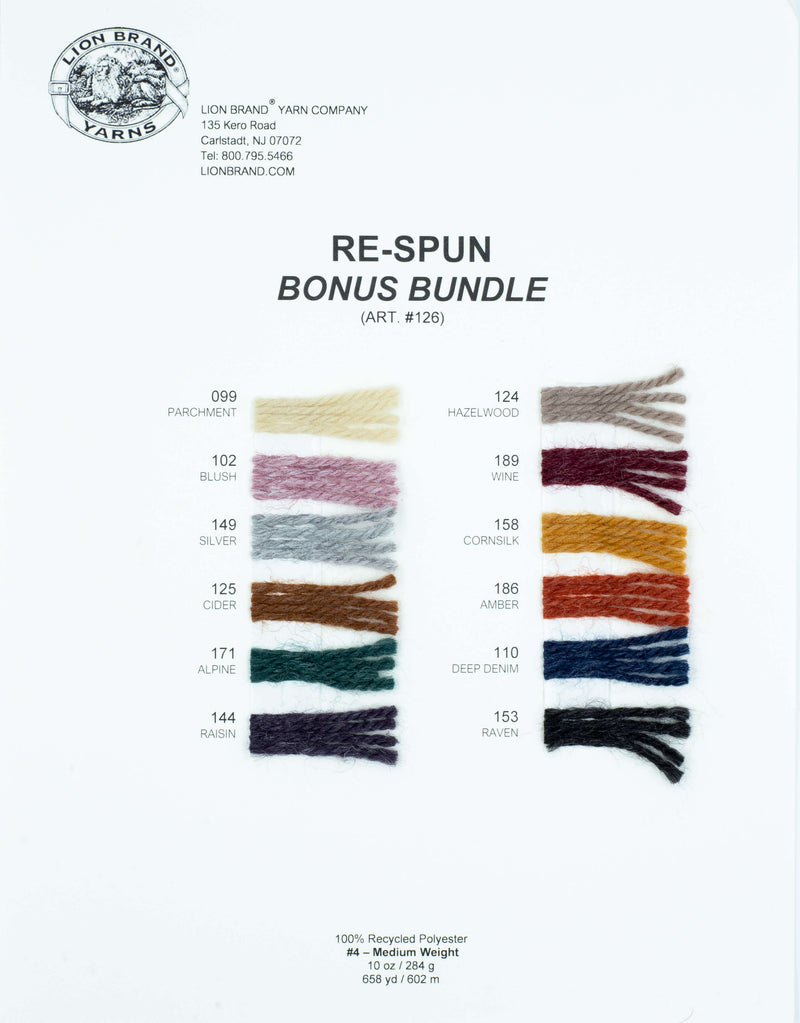 Re-Spun Bonus Bundle Yarn: Sample Card