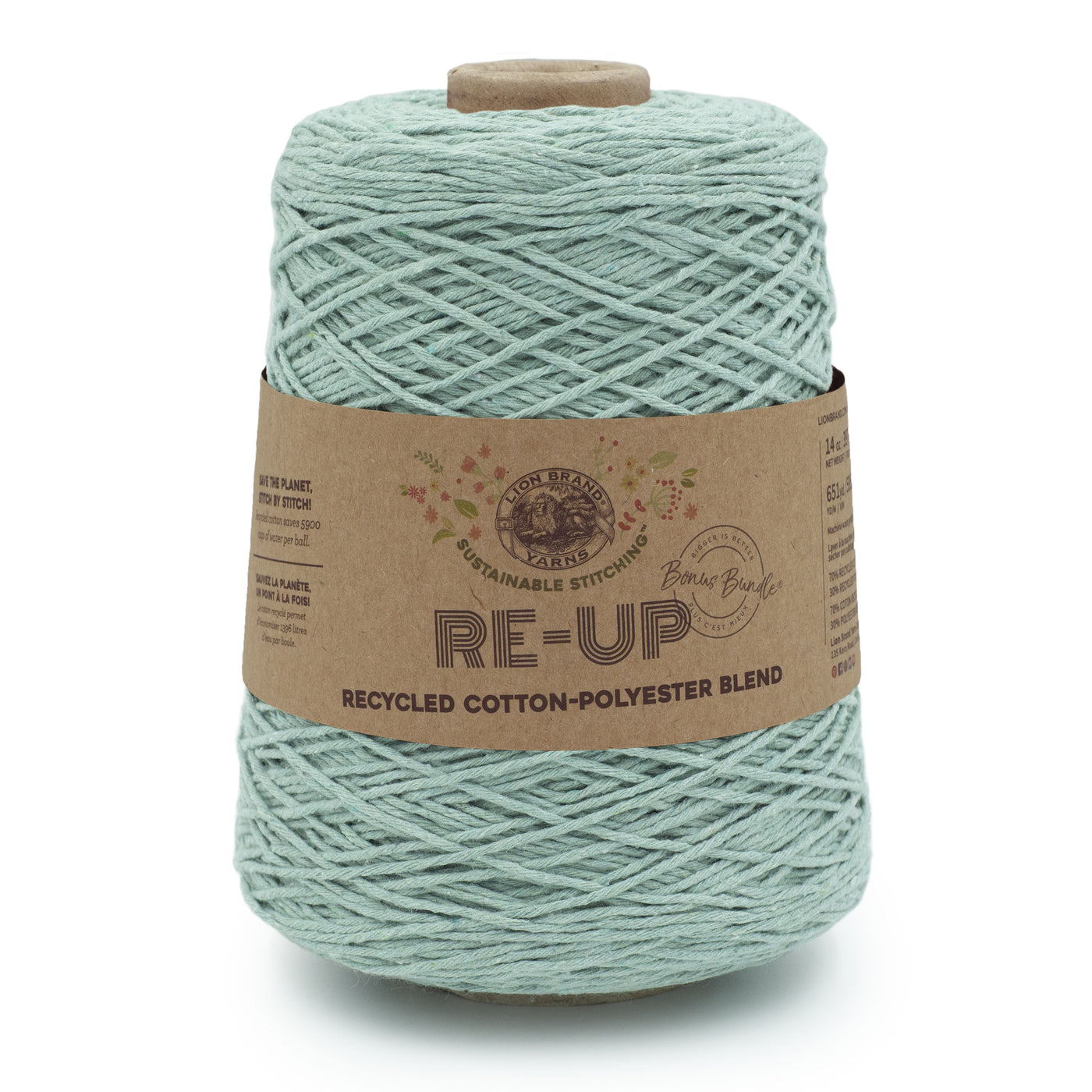Lion Brand Yarn Re-Up Bonus Bundle Garn – 70% Recycelte Baumwolle, 30% Recyceltes Polyester, 600m, CYC #4