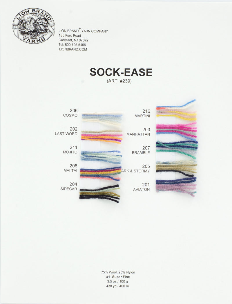 Sock-Ease Yarn: Color Card