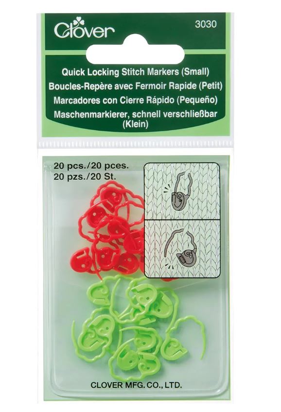  Clover Quick Locking Stitch Markers - Large 12/Pkg