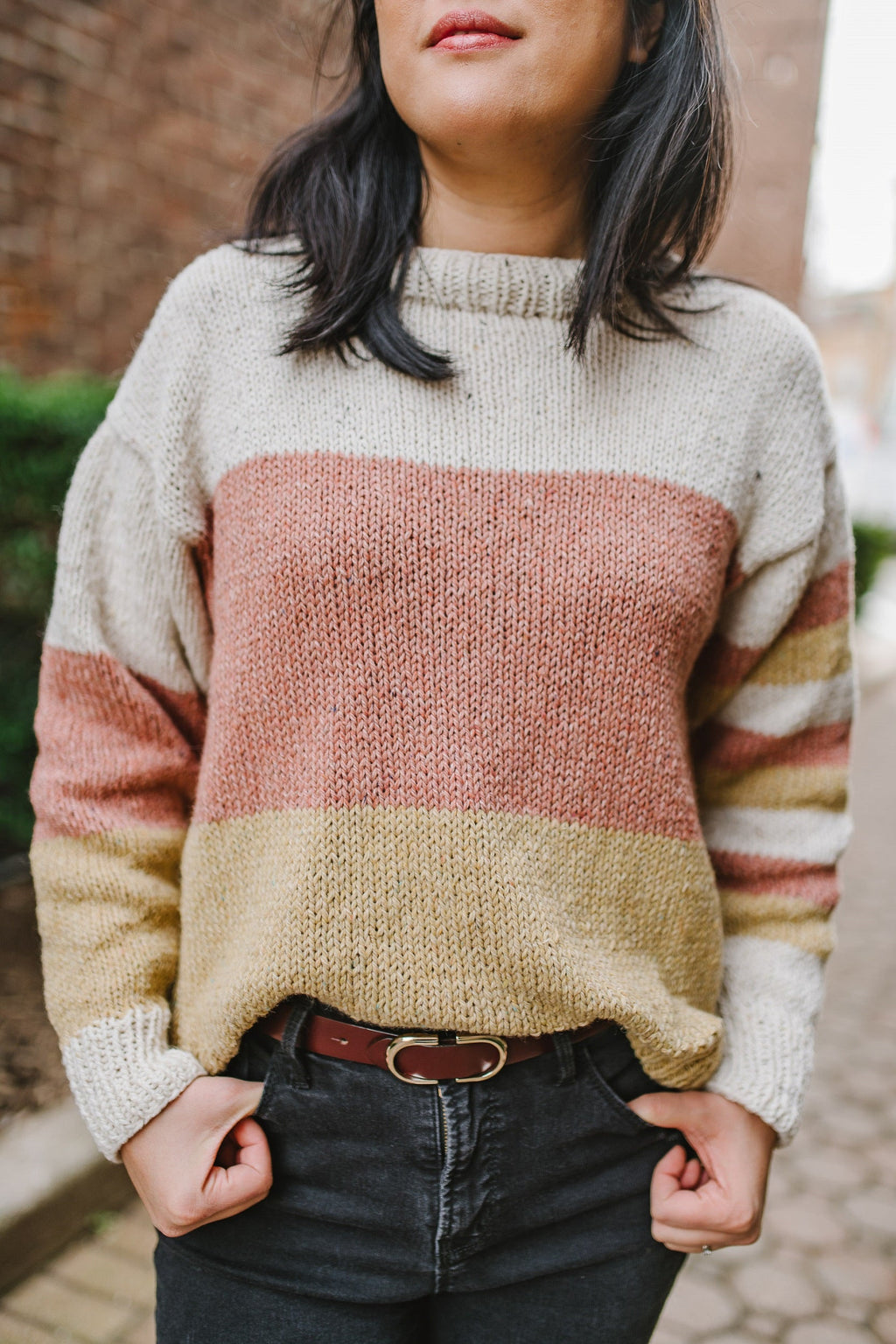 Knit Kit Block Party Sweater – Lion Brand Yarn - Main Image