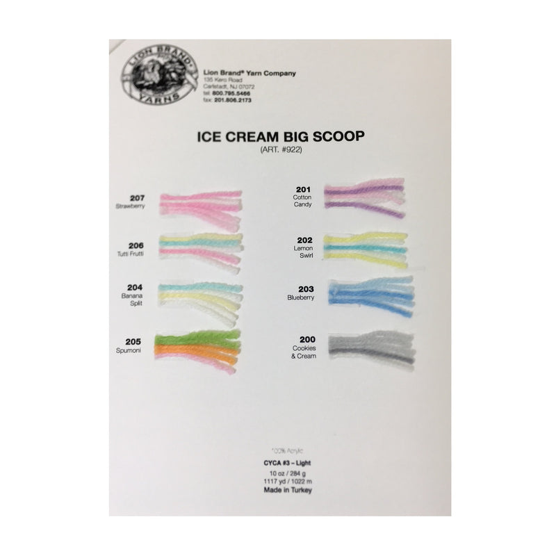 Ice Cream®  Big Scoop®: Color Card