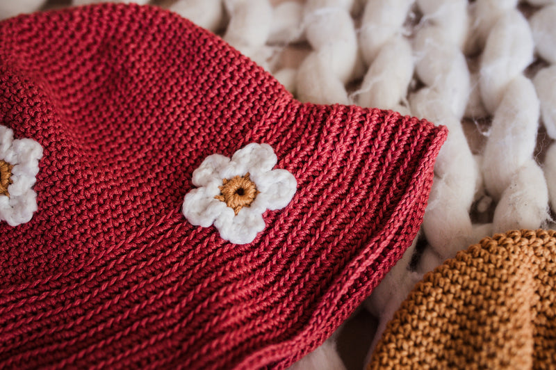 Bucket Hat with Flowers (Crochet)