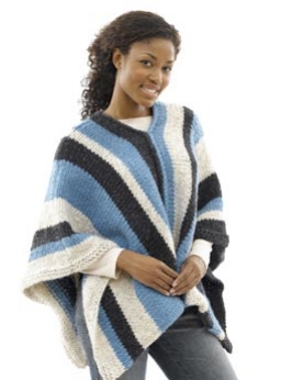Vertical-Striped Poncho: Woman's Version (Knit)