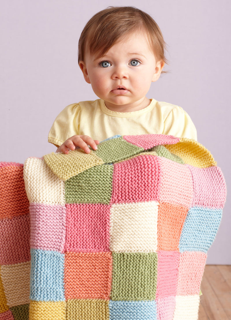 Patchwork Garter Baby Throw Pattern (Knit)