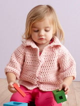 Soft Pink Crocheted Raglan Jacket Pattern thumbnail