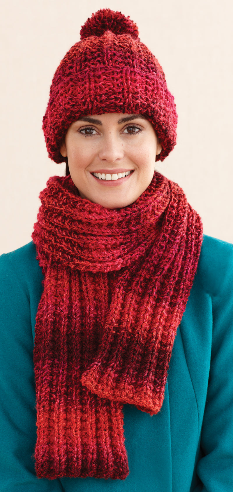 Rustic Ribbed Hat and Scarf Pattern (Knit) - Version 5