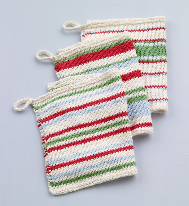 Knit Striped Dishcloths - Version 2