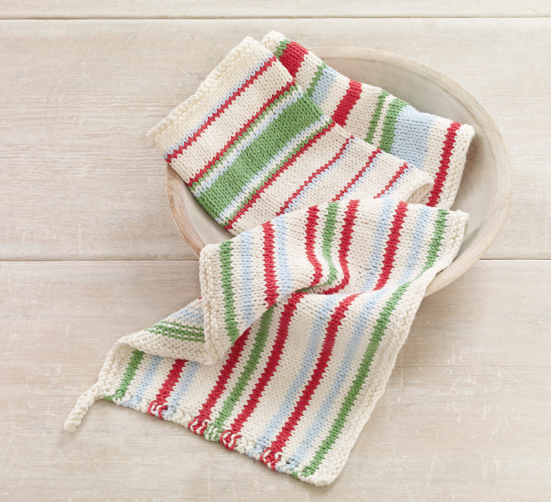 Knit Striped Dishcloths - Version 2