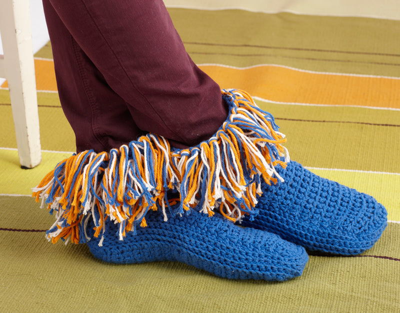 Fringy Crochet Slippers - Version 2