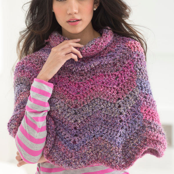 Softly Rippled Poncho (Crochet) – Lion Brand Yarn