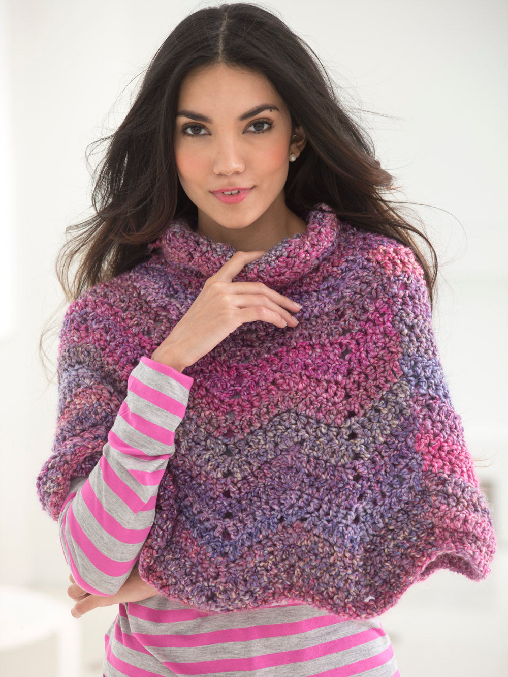 Softly Rippled Poncho (Crochet) – Lion Brand Yarn