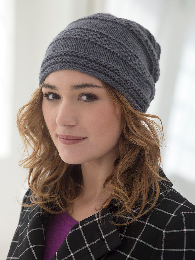 Seed Banded Slouch Hat (Knit)