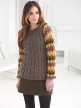Striped And Cabled Pullover (Knit) thumbnail
