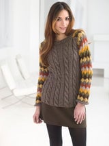 Striped And Cabled Pullover (Knit) thumbnail