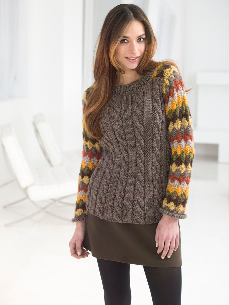 Striped And Cabled Pullover (Knit)