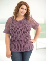 Curvy Girl® Openwork Top Down Pullover (Crochet) thumbnail