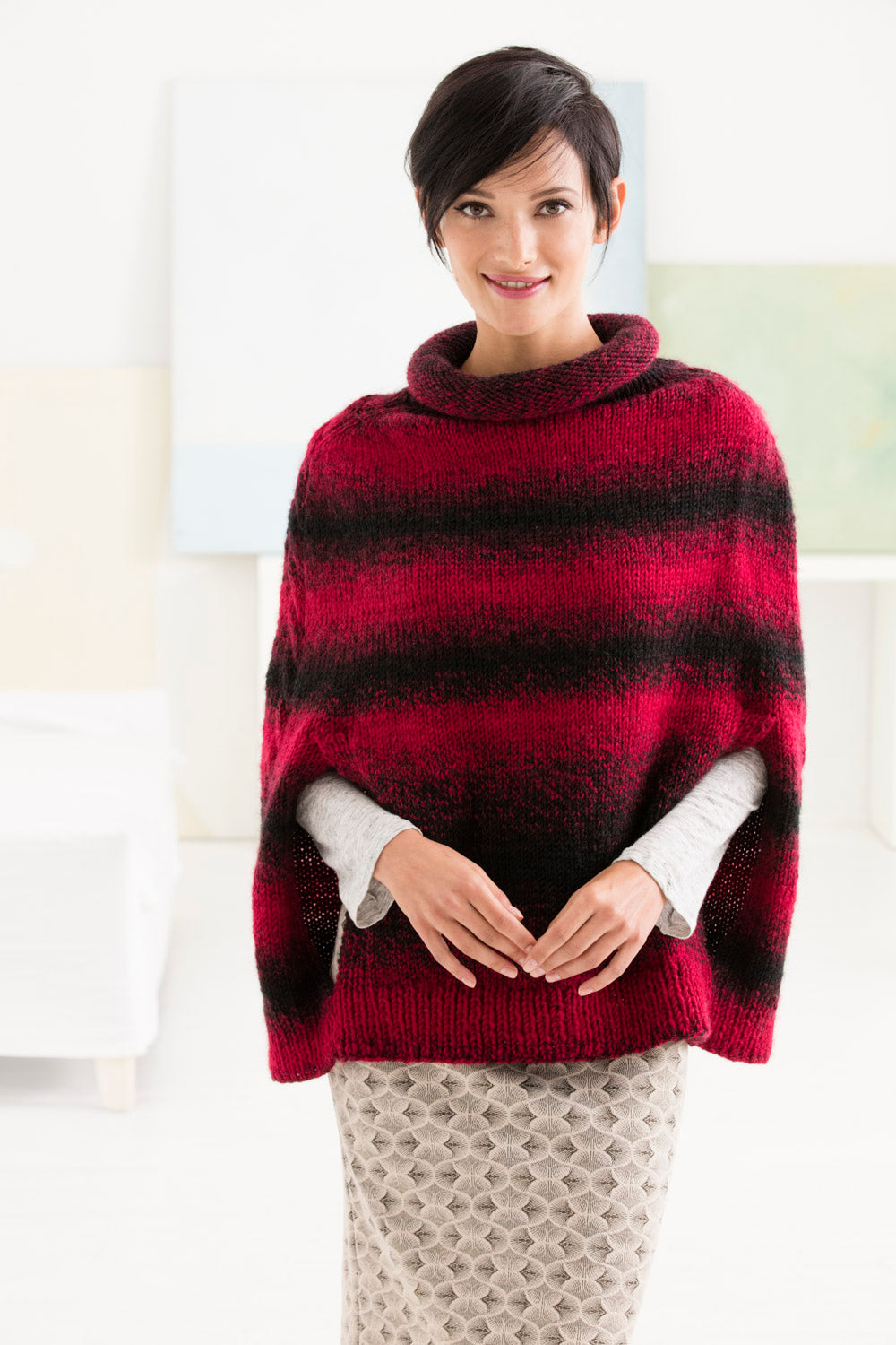 Rosewood Poncho (Knit) – Lion Brand Yarn