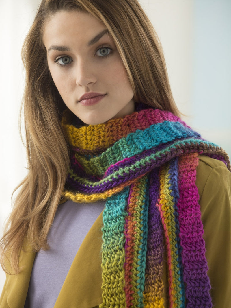 Rainbow Strip Scarf (Crochet)