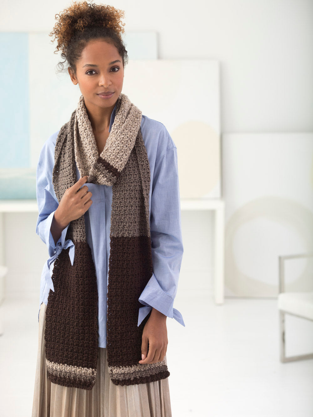 Neutral Stripes Scarf (Crochet) – Lion Brand Yarn