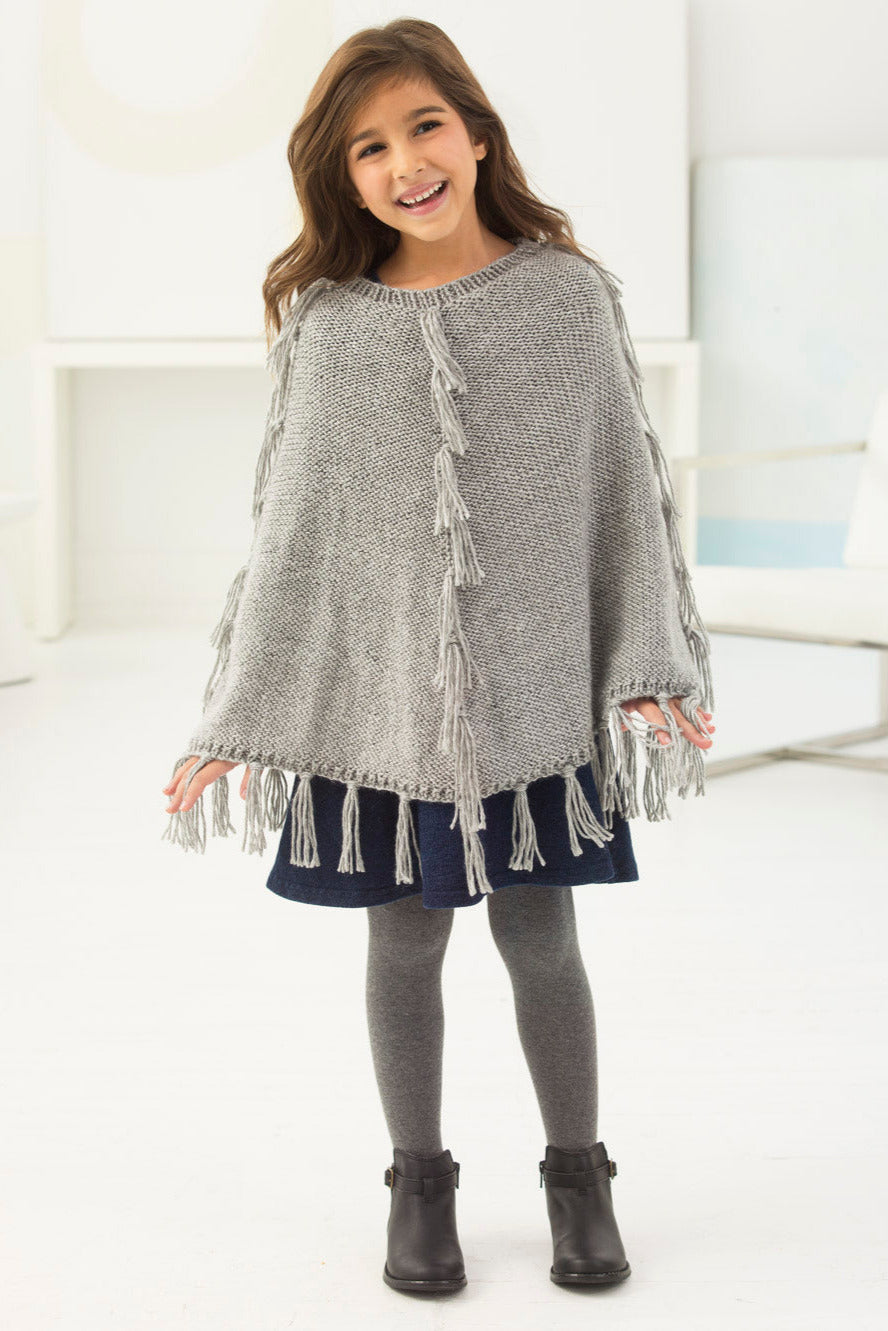 Girl's Fringed Poncho (Knit-Crochet) – Lion Brand Yarn