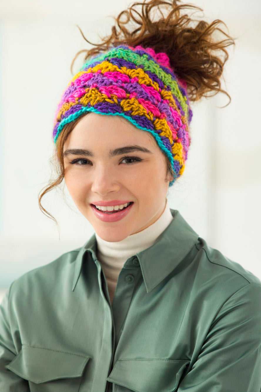 Drawstring Bun Hat (Crochet) – Lion Brand Yarn