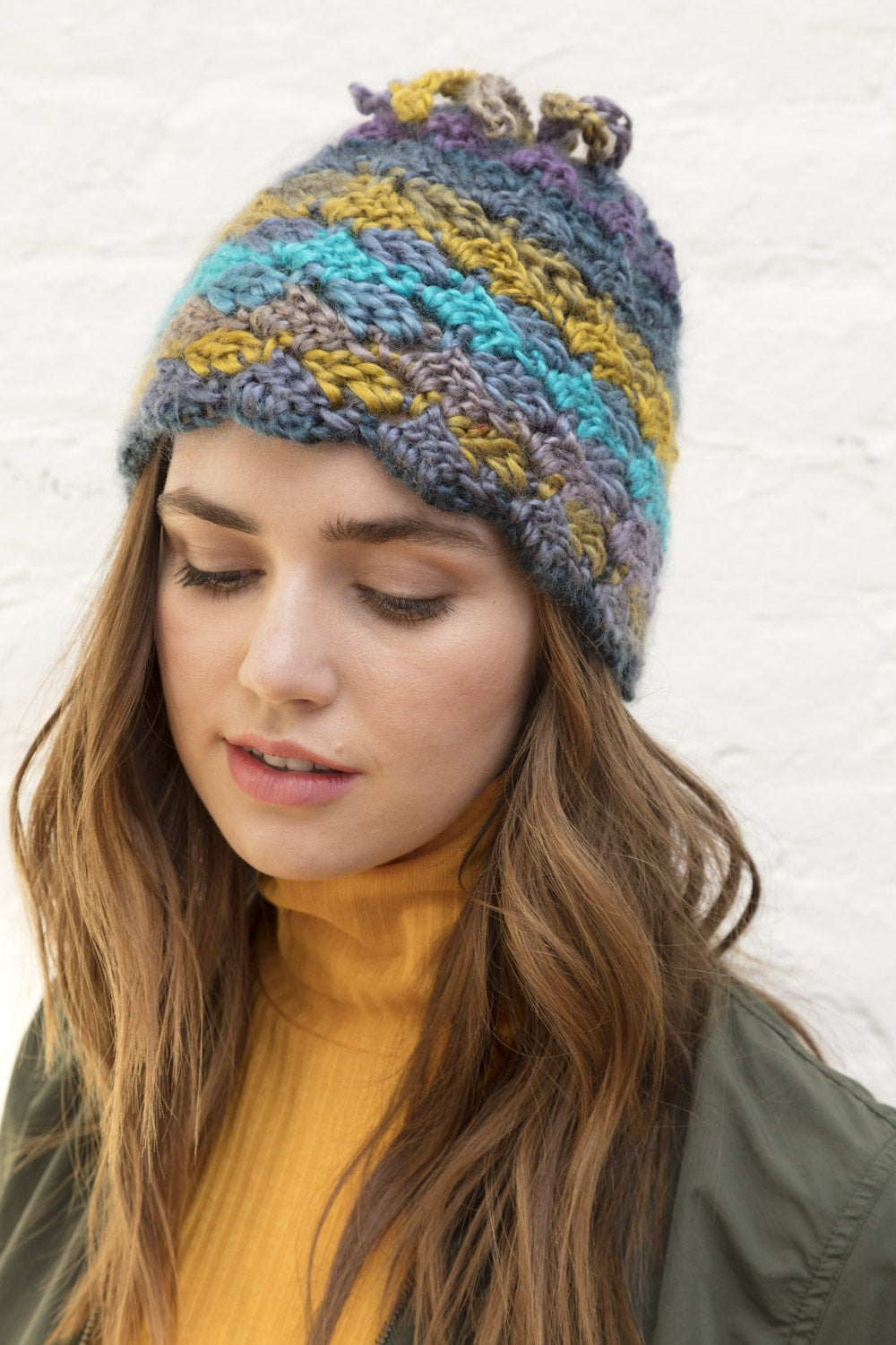 Tilted Squares Bun Hat (Crochet) - Version 2 – Lion Brand Yarn