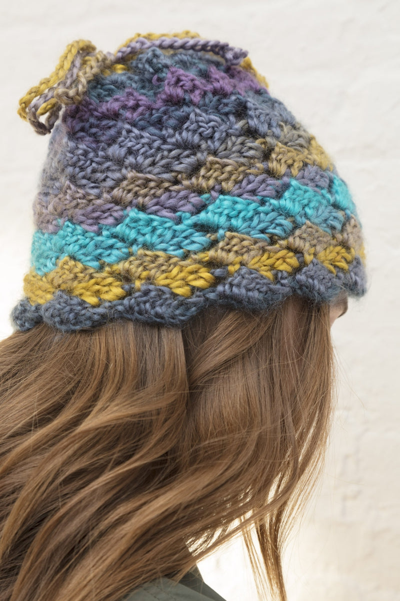Tilted Squares Bun Hat (Crochet) - Version 2
