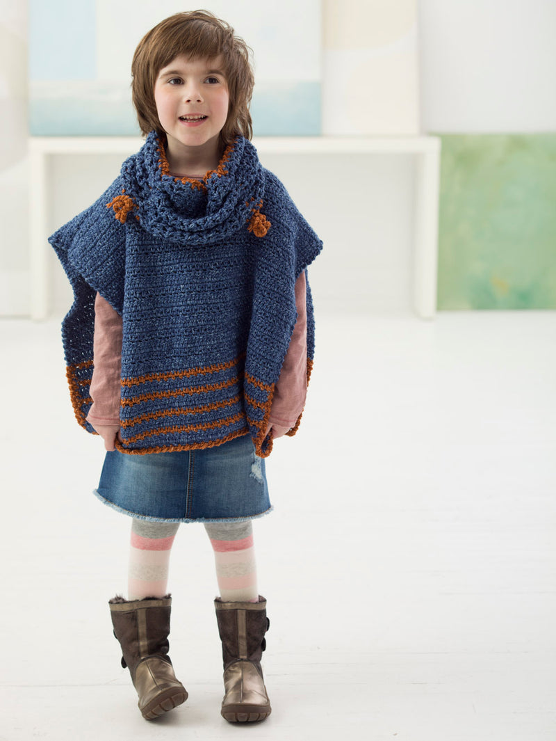 Girl's Poncho And Cowl (Crochet) – Lion Brand Yarn