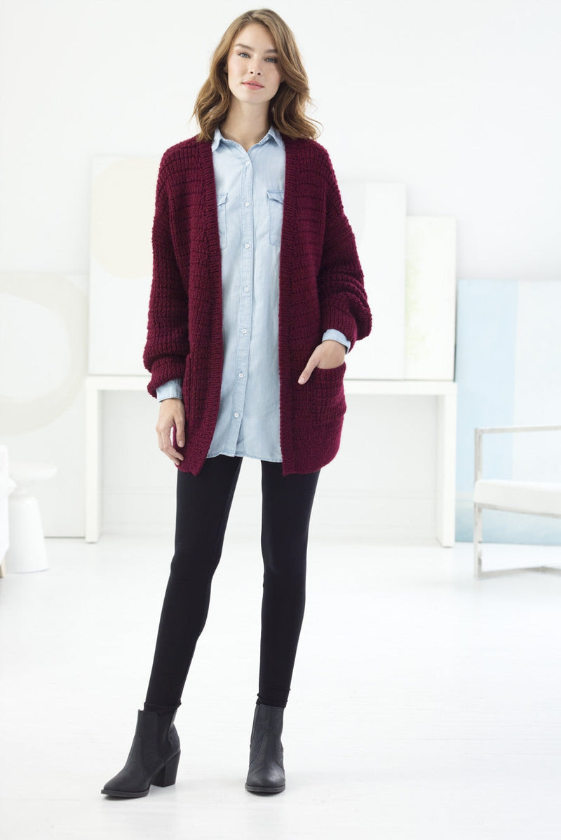 Burke Library Pattern Burke Library Cardigan (Knit) – Lion Brand Yarn