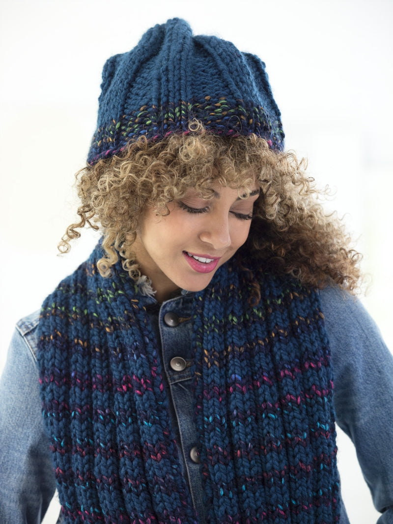 Classic Ribbed Hat And Scarf (Knit)