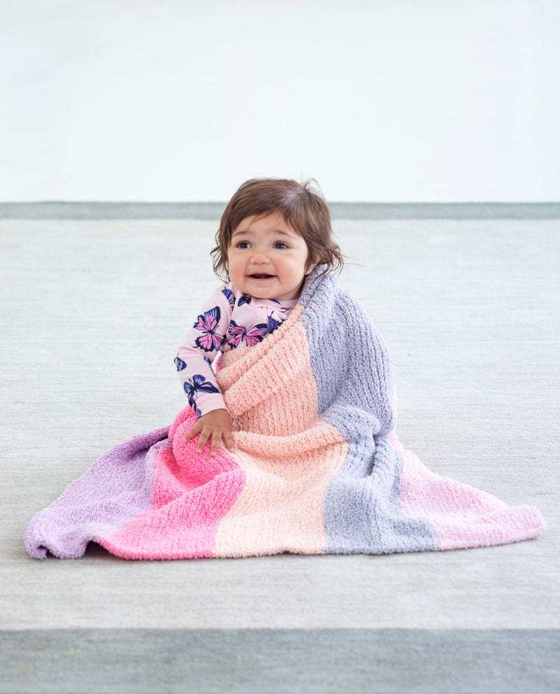 Plush Striped Baby Afghan (Knit) - Version 2