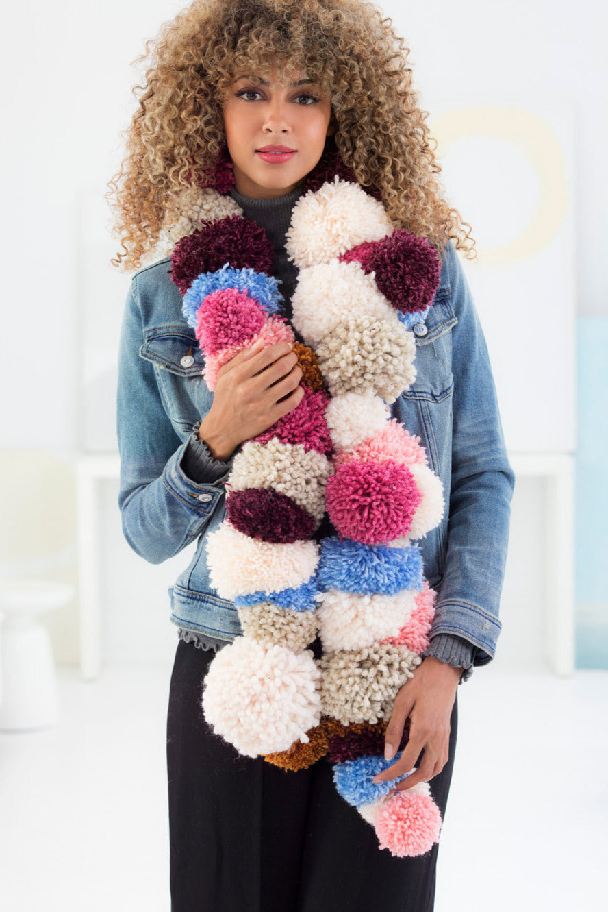 String Of Pom-Poms Scarf (Crafts) – Lion Brand Yarn