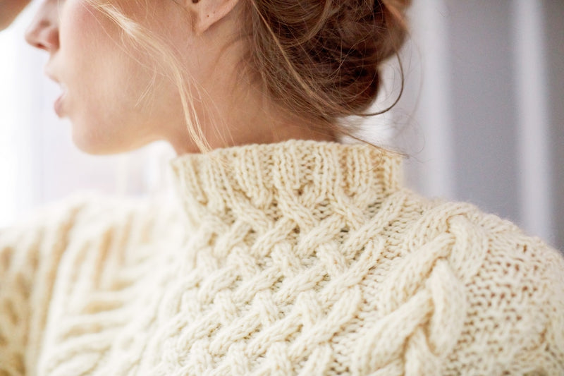 Funnel Neck Cable Sweater (Knit)