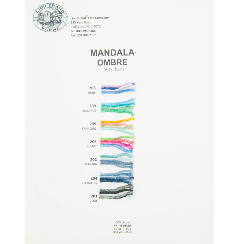 Mandala® Ombre Yarn Color Card