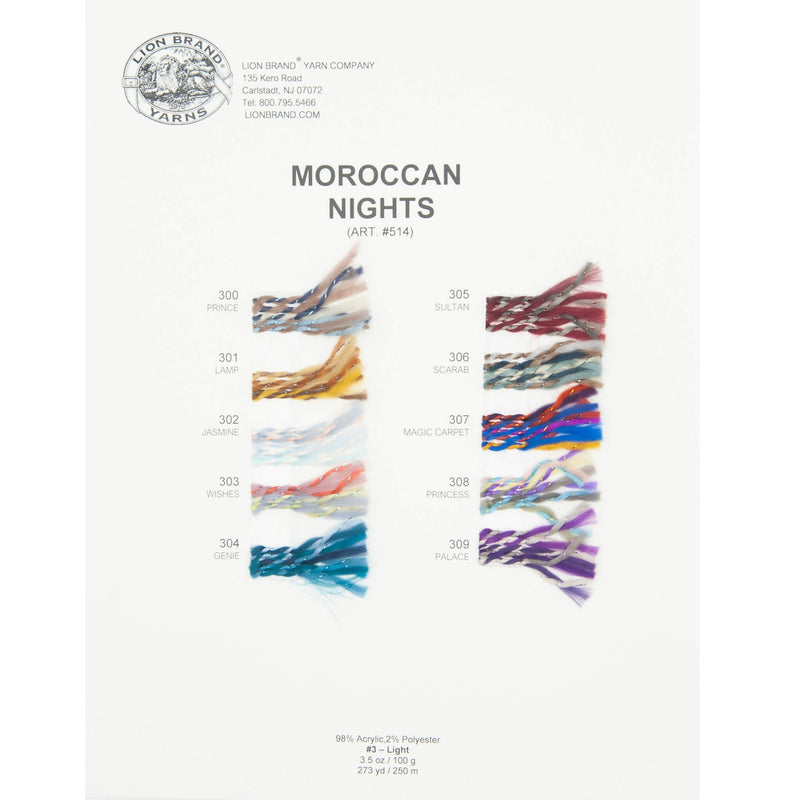 Moroccan Nights Yarn Color Card