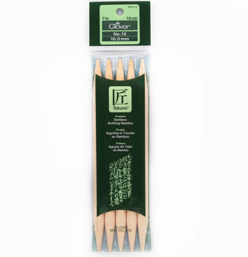 Clover Bamboo Needles Double Pointed 7" (Sizes 0 to 15)