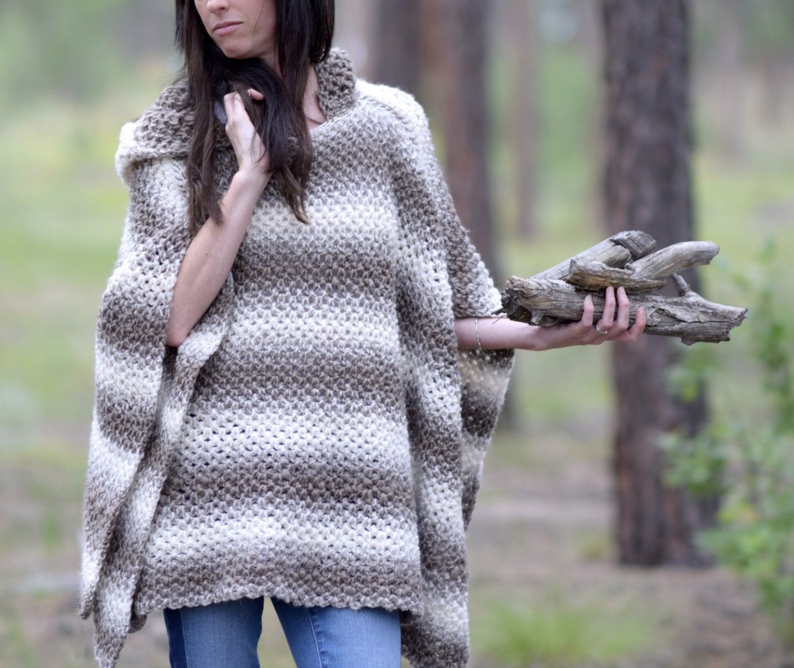Crochet Kit - Driftwood Over-sized Hooded Poncho – Lion Brand Yarn