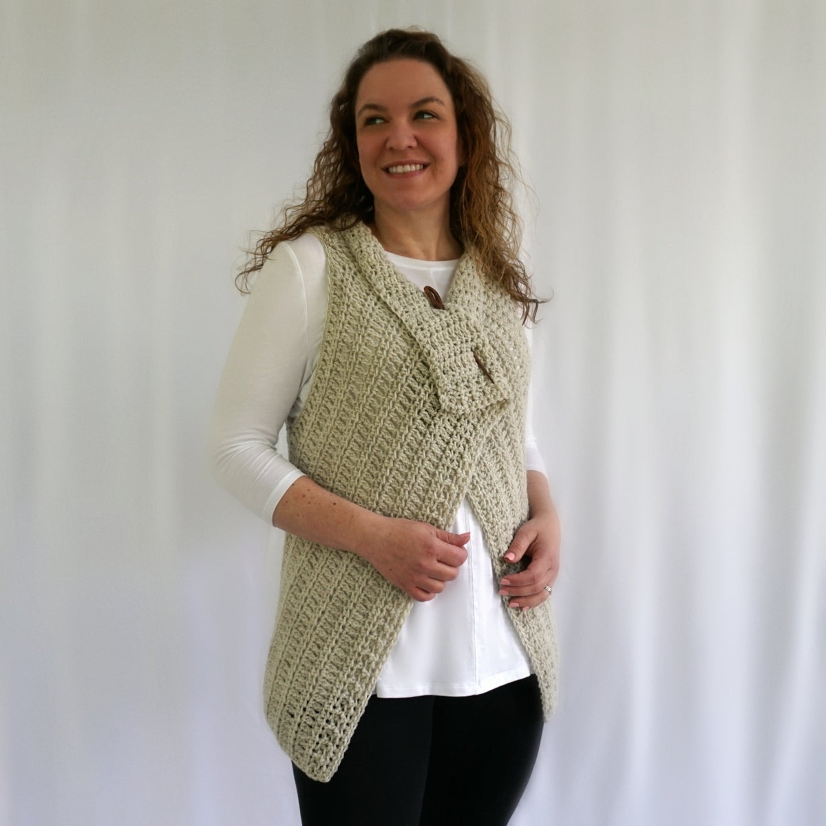 Crochet Kit Simple Waterfall Vest – Lion Brand Yarn