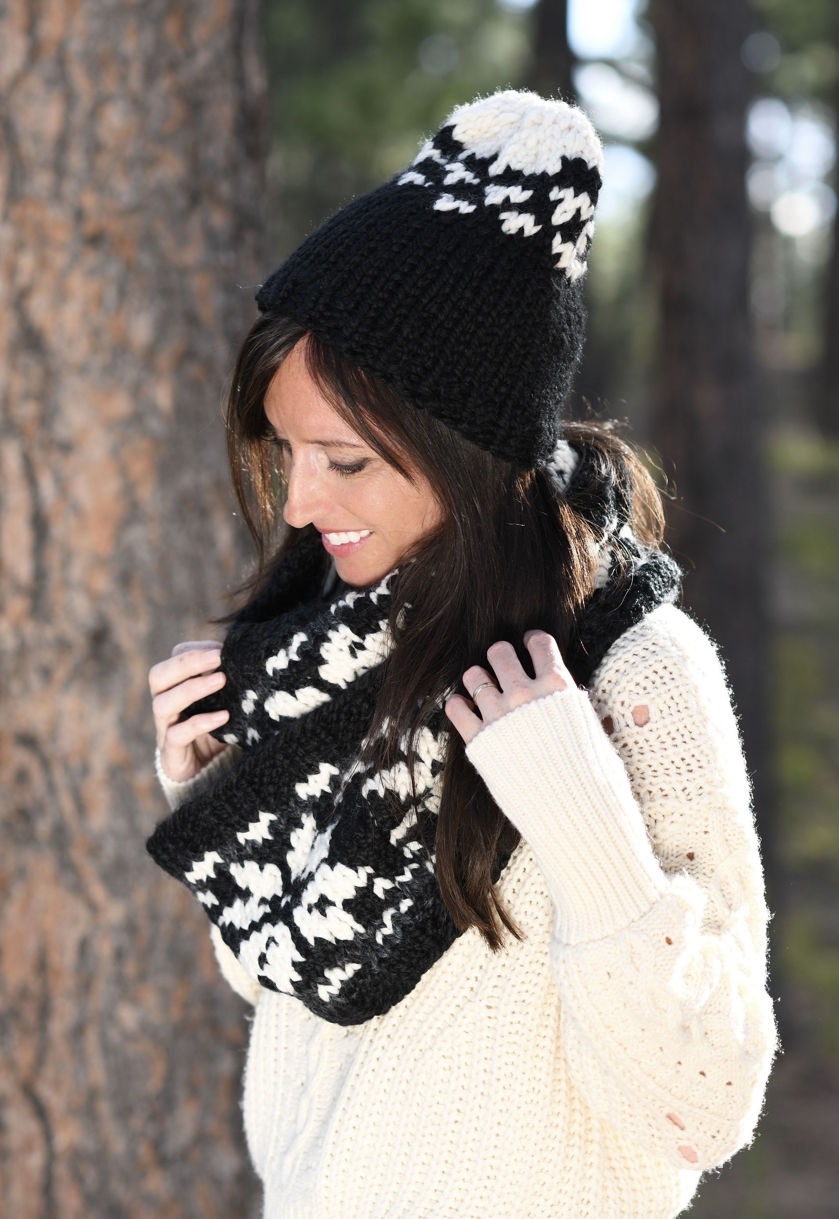 Scandinavian Knit Hat and Scarf Set