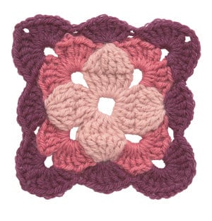 Crochet Motif: Multi-Colored Quatrefoil