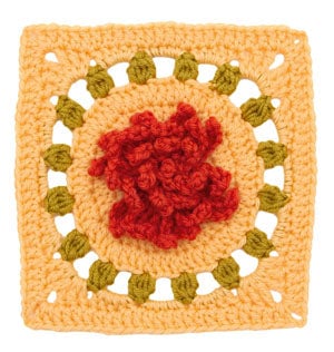 Crochet Floral Block: Chrysanthemum Square