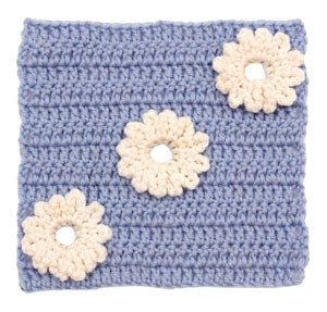 Crochet Floral Block: Three Daisy Square