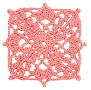 Crochet Floral Block: Coral Trellis Square