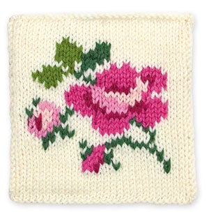 Knit Floral Block: Rose